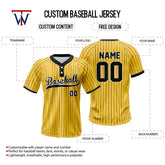 Custom Yellow Pinstripe Two-Button Classic Baseball Jersey
